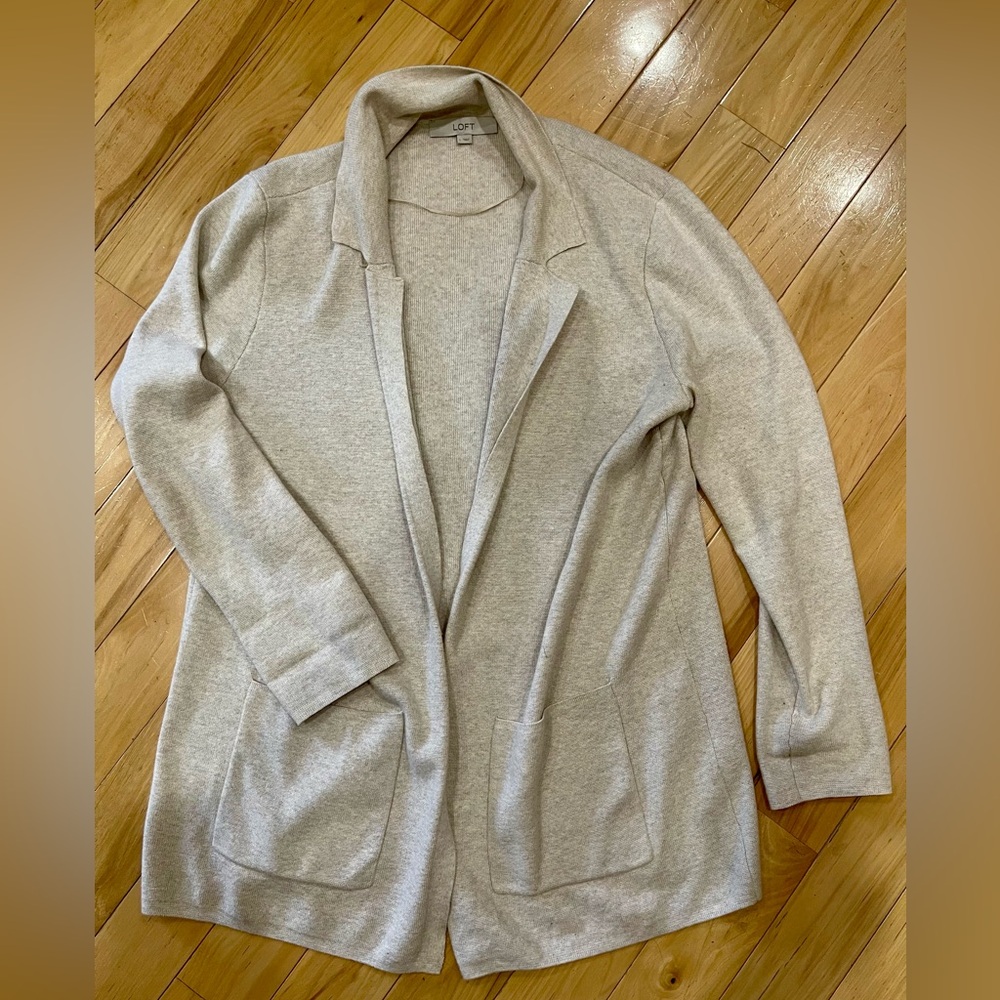 LOFT Light Beige Knit Cardigan Jacket